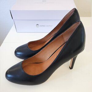 Corso Como Del Pumps in black leather - size 7 Wide heels - New in box